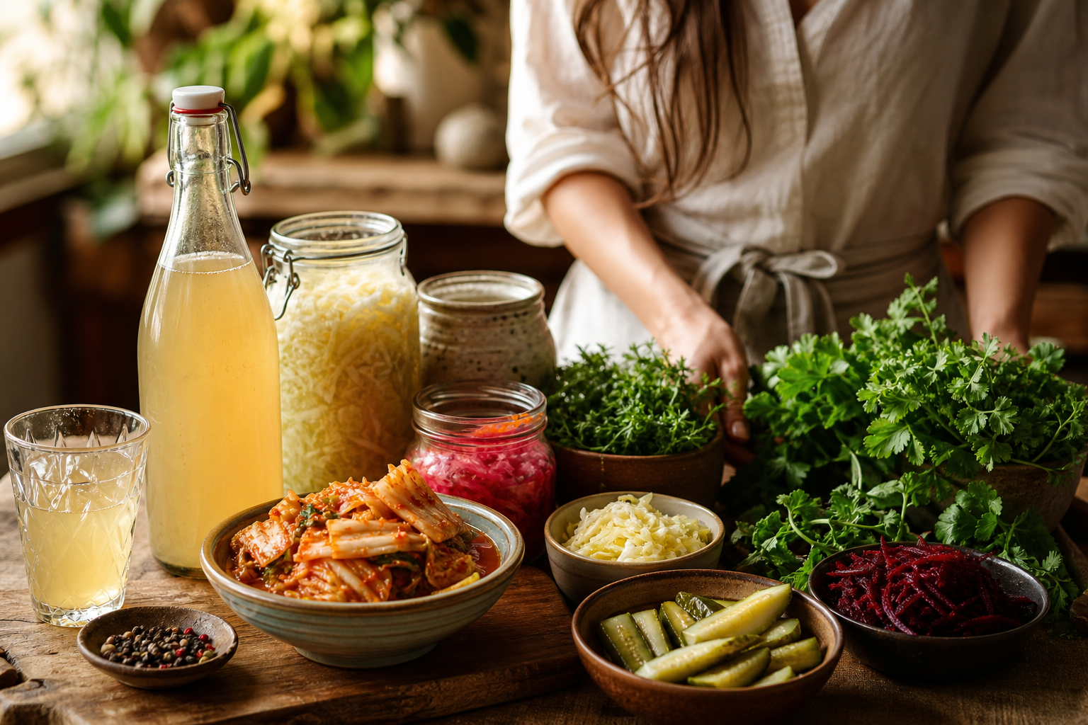Assortiment d aliments fermentes colores pour apaiser le syndrome premenstruel