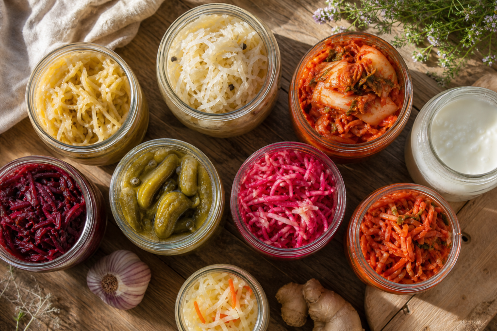 Aliments fermentés colorés pour apaiser naturellement le syndrome prémenstruel