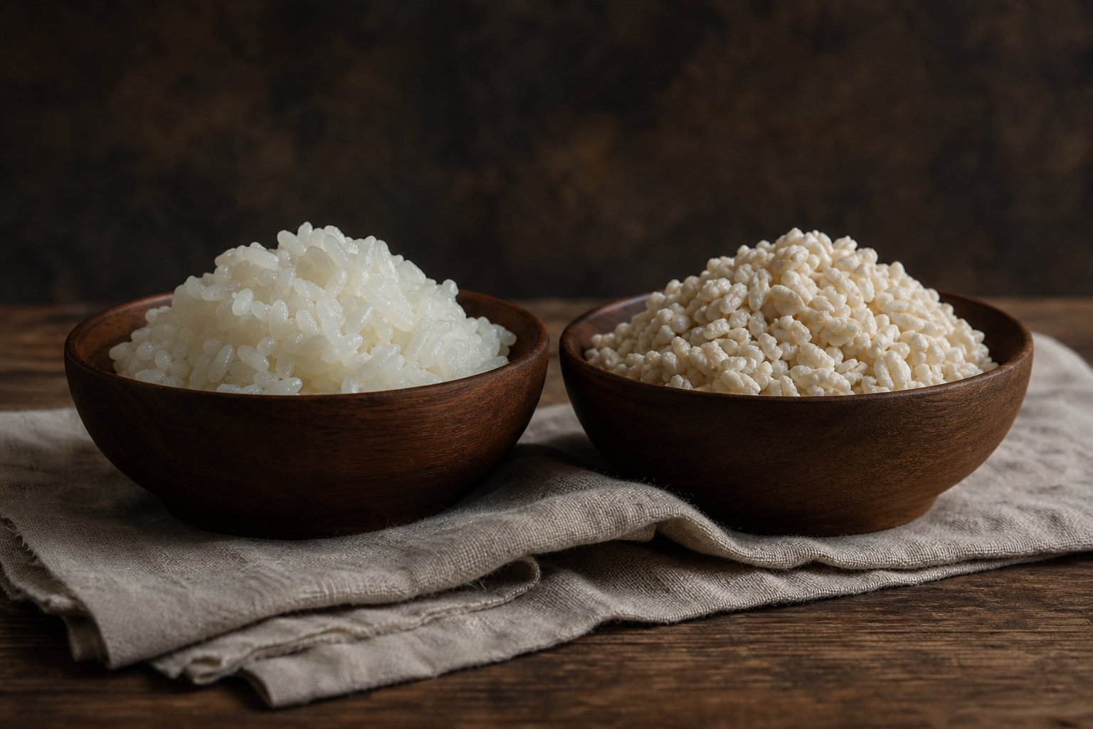 ingrédients de l amazake riz fermenté recette sur une table en bois