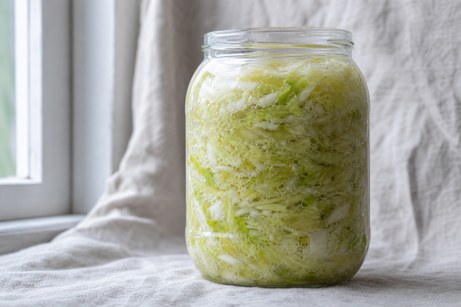 Bocal de chou fermenté maison riche en probiotiques pour le microbiote