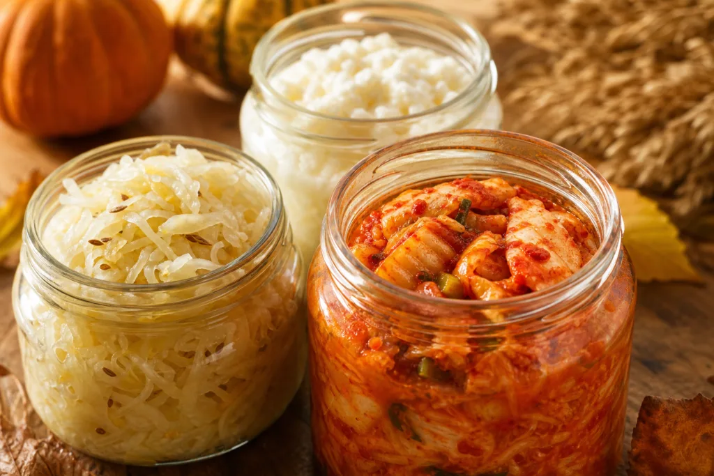Assortiment de fermentés pour le microbiote immunité défenses en hiver