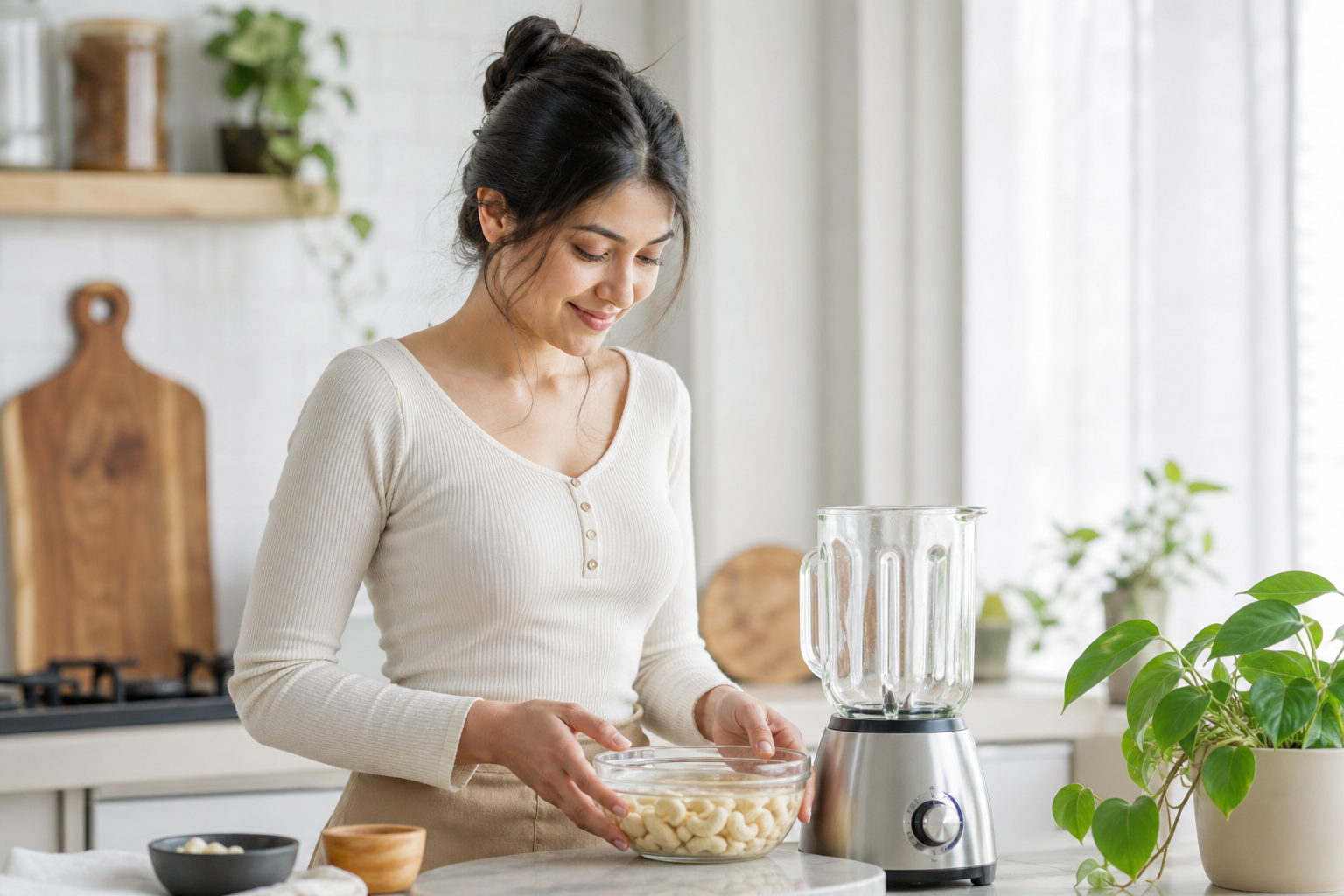 préparation fromage végétal fermenté recette avec noix de cajou trempées