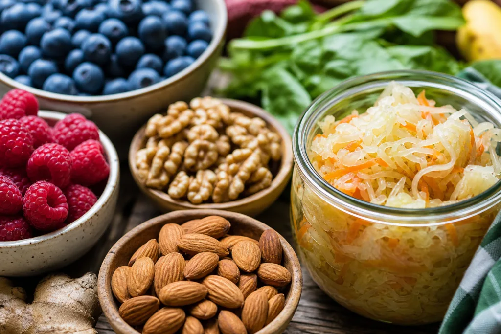 Aliments anti-inflammatoires colorés contre le sucre et l'inflammation